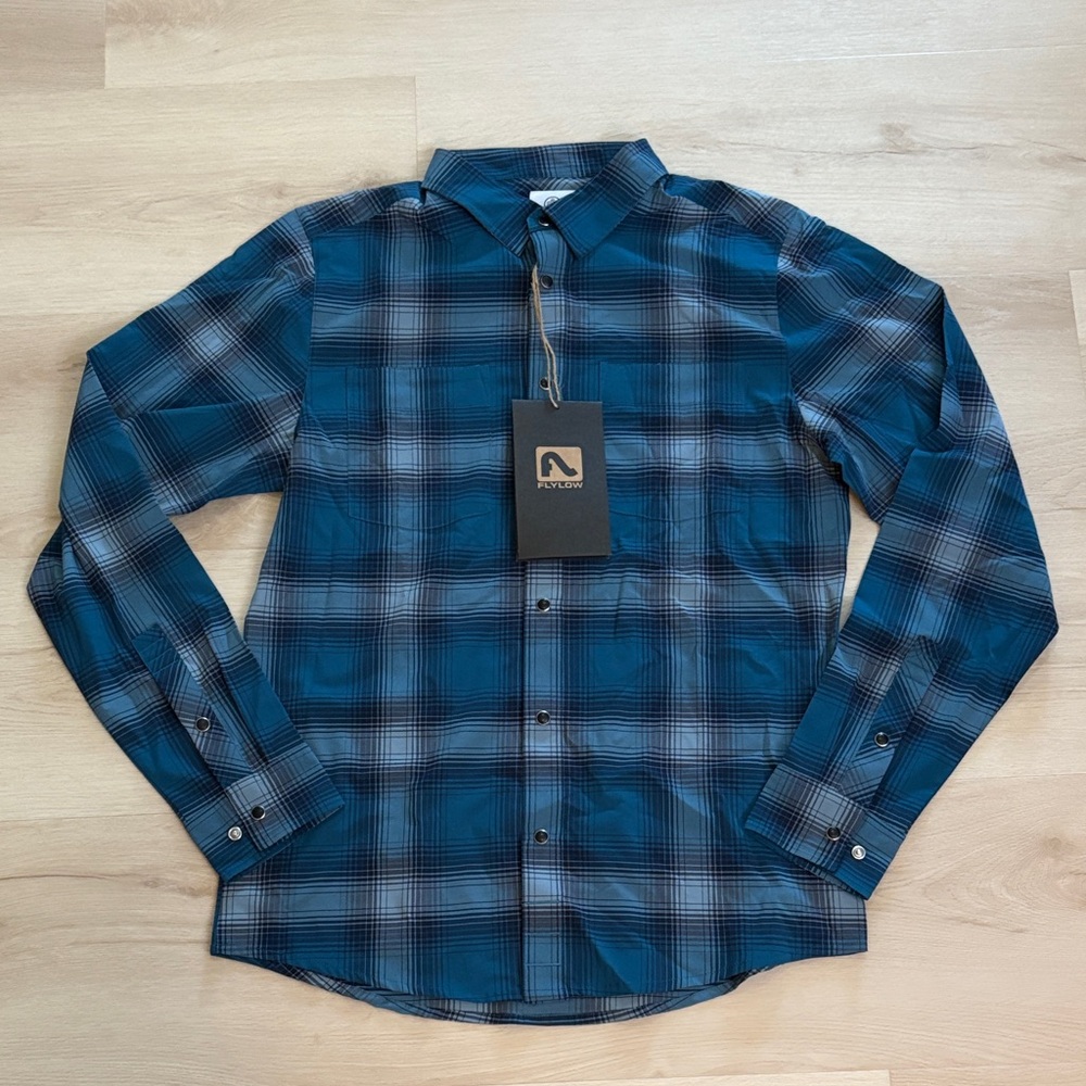 Flylow Men’s Lightweight Blue Plaid Shirt— Royal Shirt with western snaps